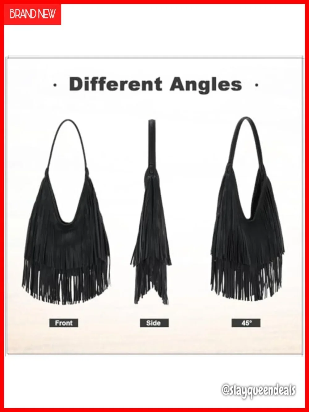 Faux Leather Fringe Hobo Purse Vintage Western Tassel Shoulder Bag
